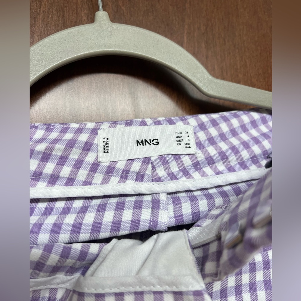 MANGO PURPLE CHECKERED FLARE PANT